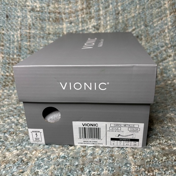 Vionic Caroll Metallic Ballet Flat w/ Concealed Orthotic Arch Support in Pewter - Picture 9 of 9